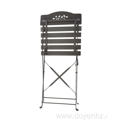 Outdoor Metal Folding Slat Chair with Leaf Pattern